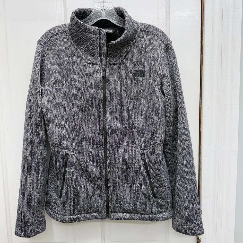 The North Face Apex Chromium Thermal Jacket Black Grey Herringbone Womens Medium